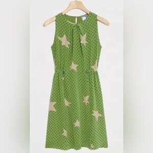 Anthropologie 'Girls from Savoy' Nova Silk Mini
Green Star Sleeveless Dress